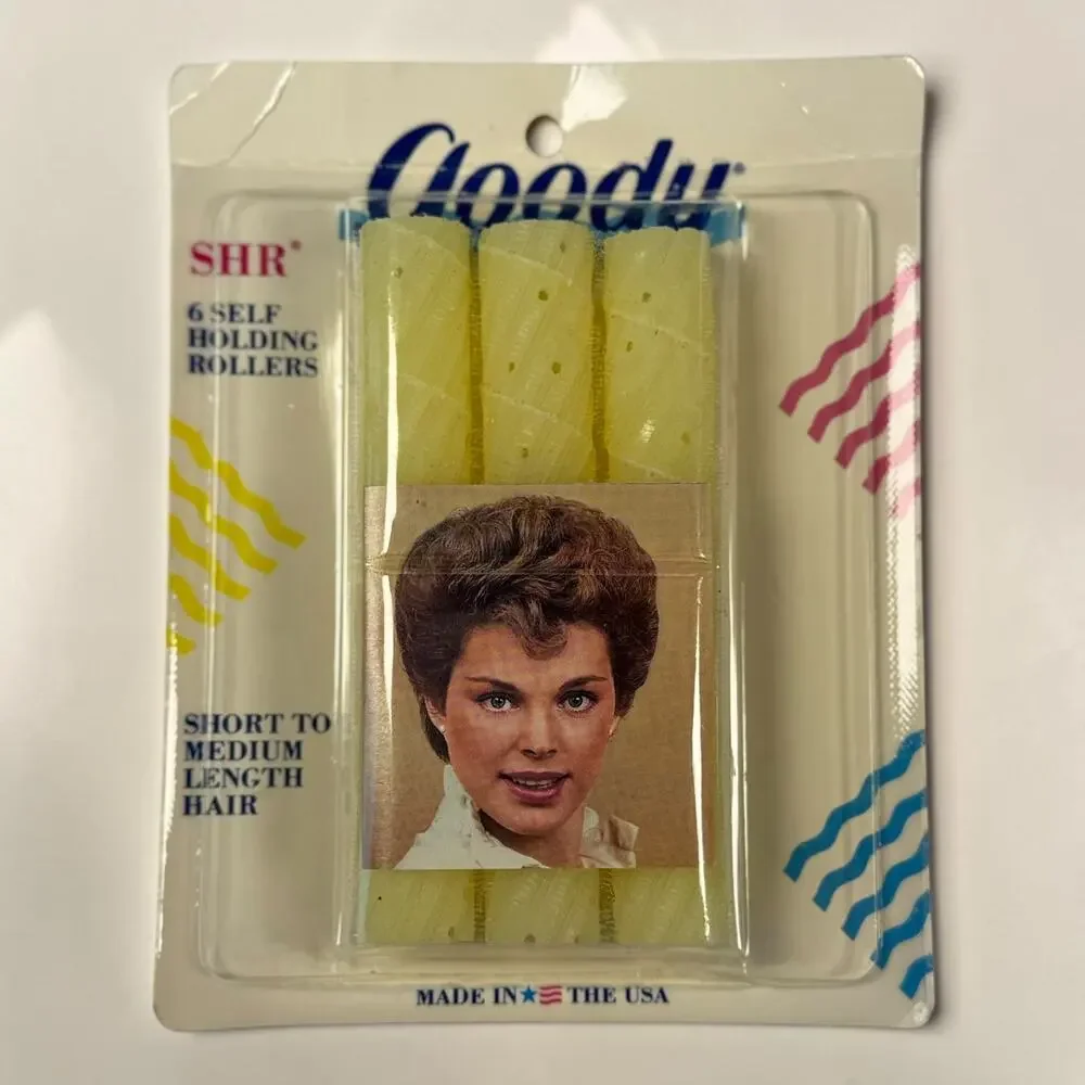 NOS Goody SHR Self Holding Hair Rollers Lot of 3 Sealed Pink Yellow 1989 USA
